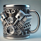 Motorový hrnek s mechanickým designem