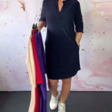 Lenka – Elegantní šaty s V-výstřihem pro každodenní nošení