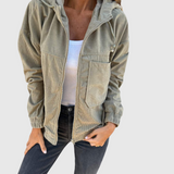 Ella | Zippable Hooded Corduroy Sweatshirt