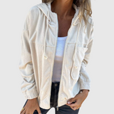 Ella | Zippable Hooded Corduroy Sweatshirt