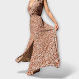 Gita - Letní boho maxi šaty bez rukávů s květinovým designem