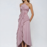 Tereza – Stylové plisované šaty s asymetrickým designem