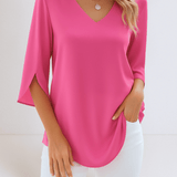 Elegantní top s V-výstřihem a odhalenými rukávy