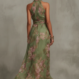 Sofie – Romantické maxi šaty s halter výstřihem a květinovým designem