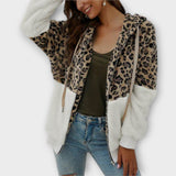 Lea - Leopardí design fleece mikina s kapucí