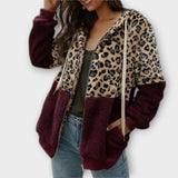 Lea - Leopardí design fleece mikina s kapucí
