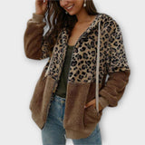 Lea - Leopardí design fleece mikina s kapucí
