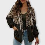 Lea - Leopardí design fleece mikina s kapucí